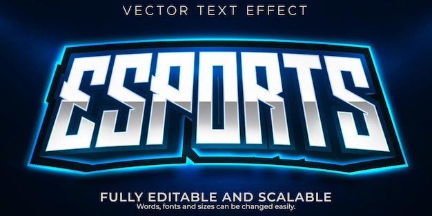 Efeito de texto editável do Esport gamer, estilo de texto rgb e neon