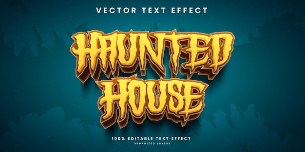 Efeito de texto editável em vetor premium de estilo casa assombrada de terror Vetor Premium
