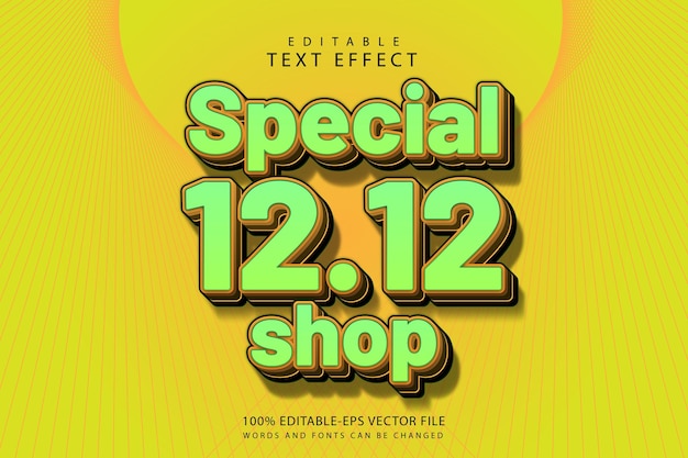 Efeito de texto editável especial 12.12 loja 3 dimensões em relevo estilo moderno Vetor Premium