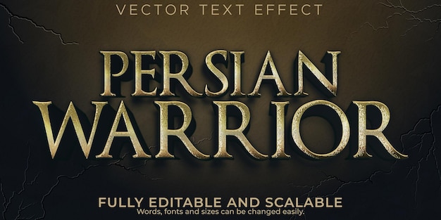 Efeito de texto editável guerreiro persa 3d e estilo de fonte histórico