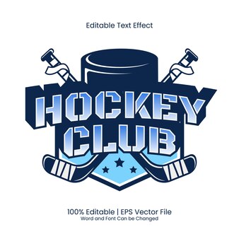 Efeito de texto editável - logotipo do emblema do ice hockey club em estilo vintage