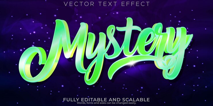 Vetor grátis efeito de texto editável misterioso estilo de texto místico e cômico