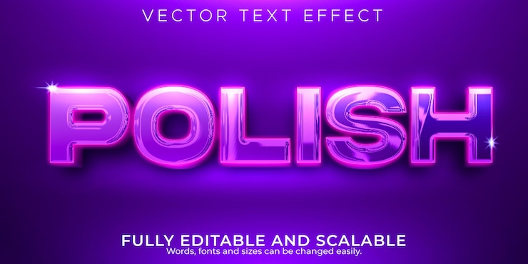 Vetor grátis efeito de texto editável polonês, estilo de texto elegante e brilhante