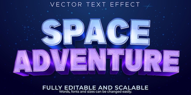 Vetor grátis efeito de texto espacial, estilo de texto editável alienígena e aventura