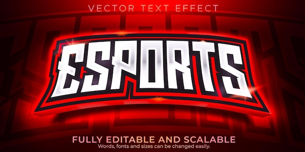 Vetor grátis efeito de texto esport, jogador editável e estilo de texto neon