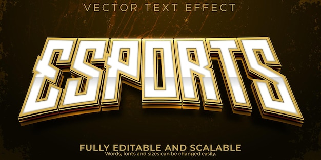 Vetor grátis efeito de texto esport, jogo editável e estilo de texto dourado