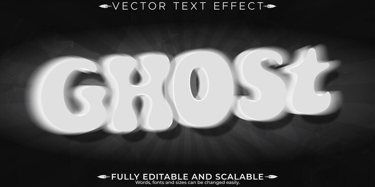 Vetor grátis efeito de texto fantasma editável estilo de texto de halloween e espírito