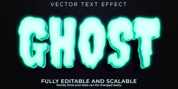 Vetor grátis efeito de texto fantasma, terror editável e estilo de texto de desenho animado