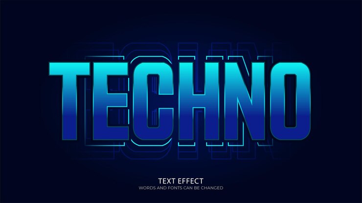 Vetor grátis efeito de texto futurista em efeitos de texto editáveis de texto substituível de fundo de tecnologia