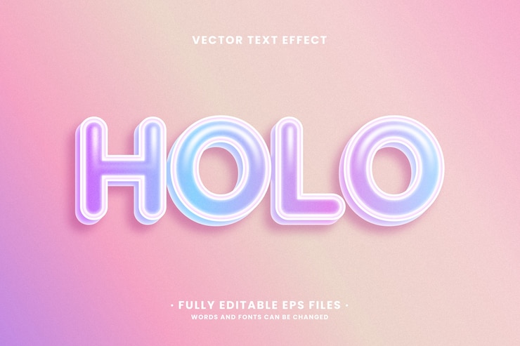 Vetor grátis efeito de texto holográfico realista gradiente