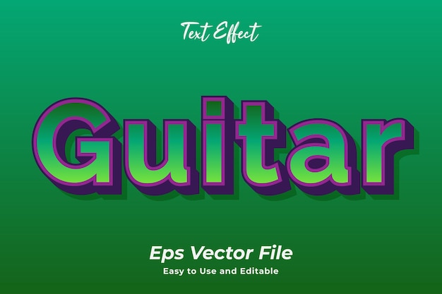 Efeito de texto moderno guitarra fácil de usar e editável em vetor premium
