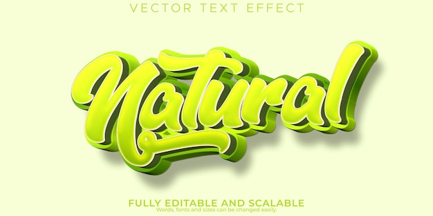 Efeito de texto natural orgânico editável estilo de texto verde e natureza