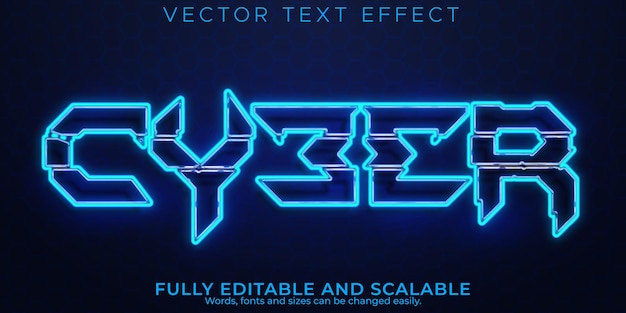 Efeito de texto neon cibernético, festa editável e estilo de texto do jogador