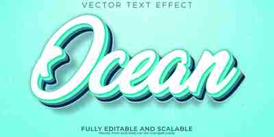 Vetor grátis efeito de texto oceano mar editável e estilo de texto azul