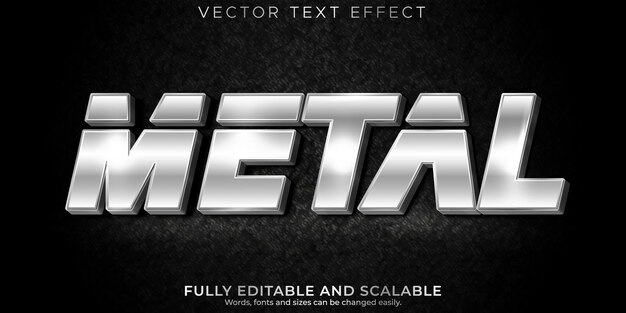 Efeito de texto prateado estilo de texto editável em metal e ferro