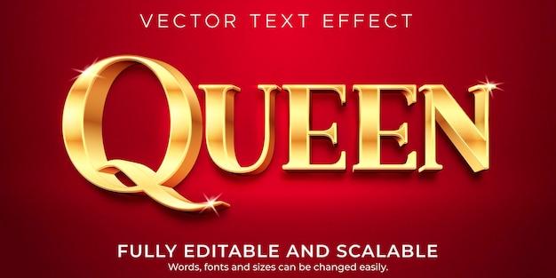 Efeito de texto queen golden, estilo editável elegante e rich text