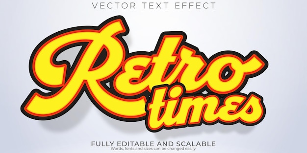 Efeito de texto retrô vintage editável estilo de texto dos anos 70 e 80