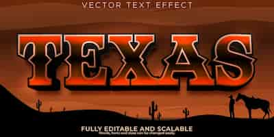 Vetor grátis efeito de texto selvagem de cowboy estilo de texto editável oeste e texas