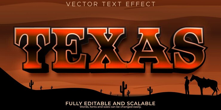 Vetor grátis efeito de texto selvagem de cowboy estilo de texto editável oeste e texas