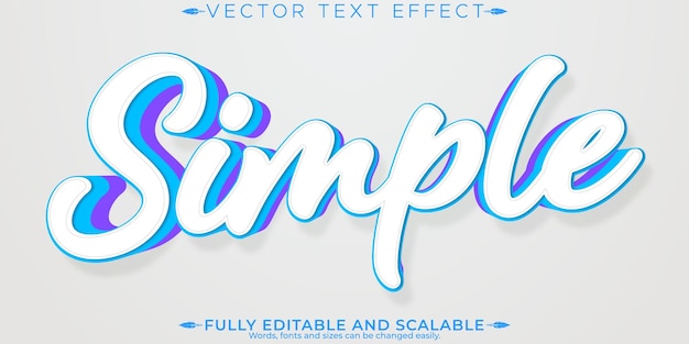 Vetor grátis efeito de texto simples editável, estilo de fonte personalizável, fácil e legal