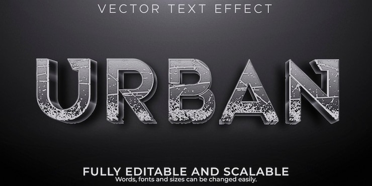 Vetor grátis efeito de texto urbano, rua editável e estilo de texto de construção