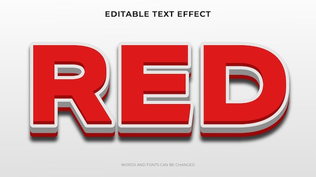 Vetor grátis efeito de texto vermelho, efeito de texto em estilo 3d