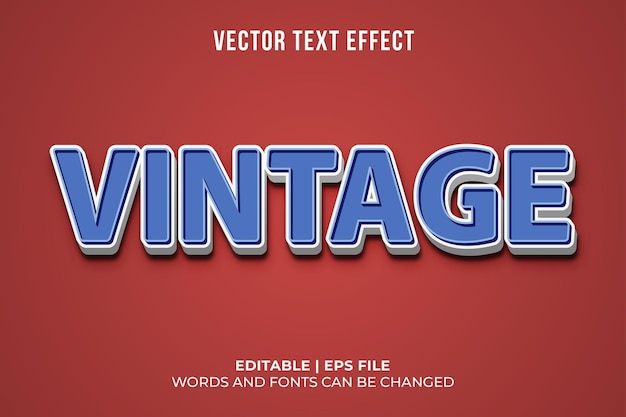 Vetor grátis efeito de texto vintage 3d editável