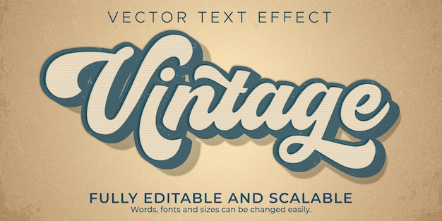 Vetor grátis efeito de texto vintage editável retro e estilo de texto antigo