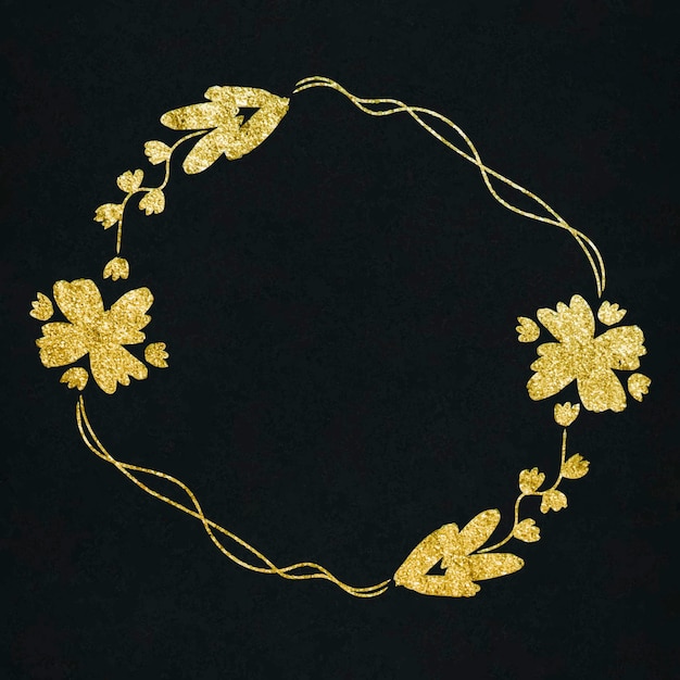 Efeito dourado de moldura de grinalda floral de vetor