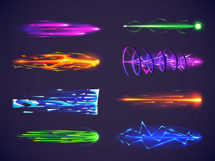 Vetor grátis efeito laser de feixe para arma ou arma no vetor do jogo