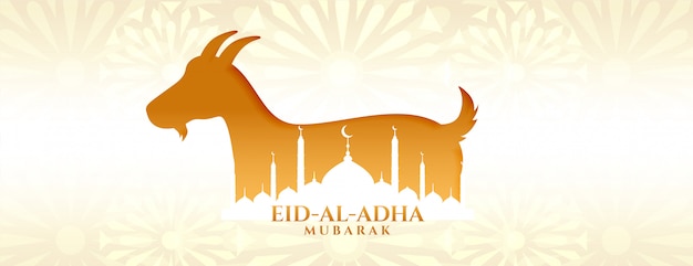 Eid al adha mubarak bakrid festival com cabra e mesquita