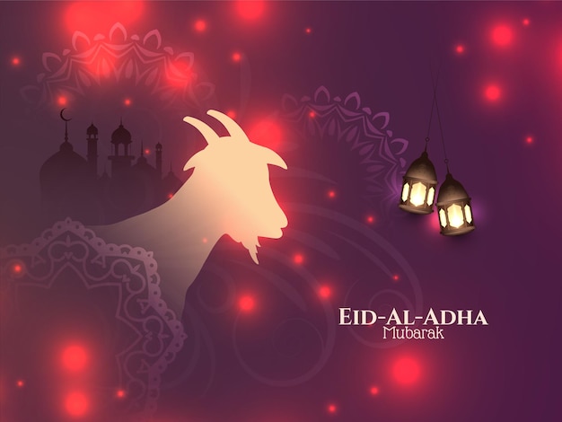 Eid Al Adha mubarak brilhos brilhantes design de fundo