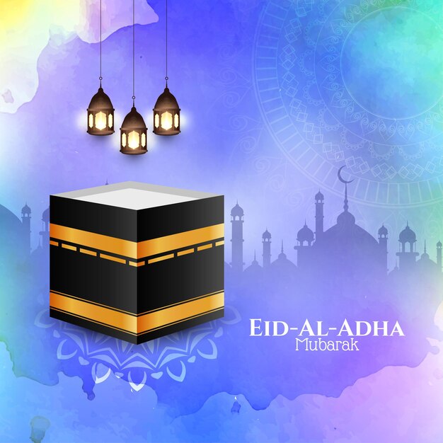 Eid-Al-Adha Mubarak lindo cartão islâmico