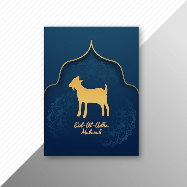 Eid al-Adha Mubarak tradicional com desenho de brochura de cabra