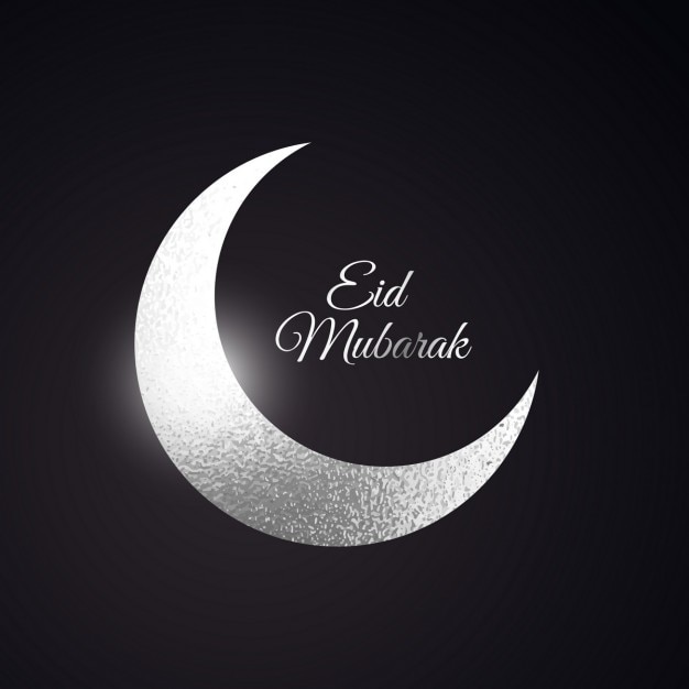 Vetor grátis eid mubarak belo fundo com lua prateada