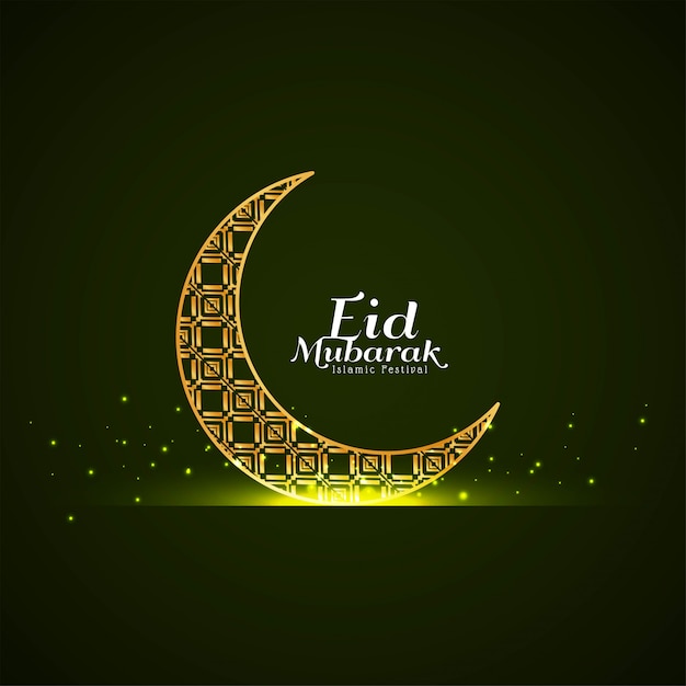 Eid mubarak com lua crescente dourada