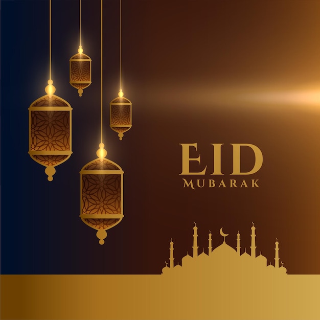 Eid mubarak deseja um cartão com um design elegante