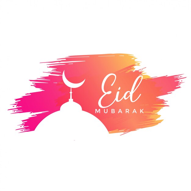 eid mubarak design com pinceladas de aquarela