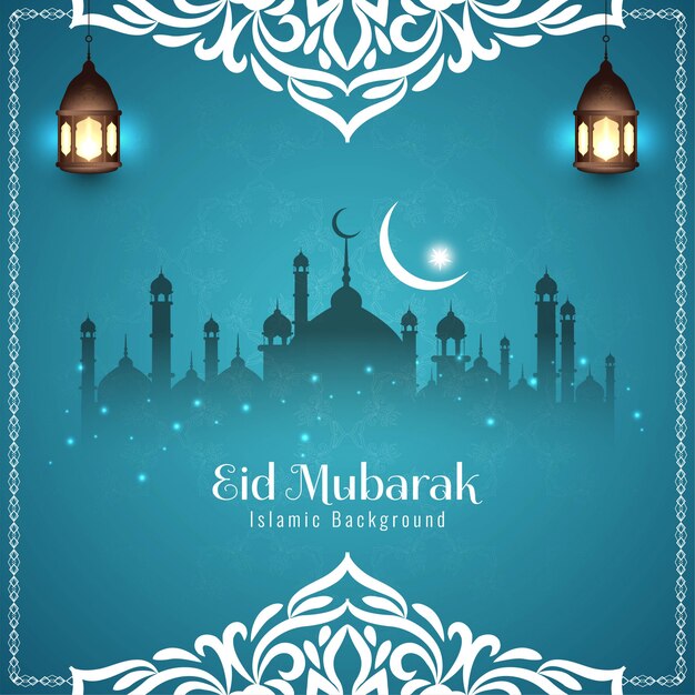 Eid Mubarak festival saudação azul