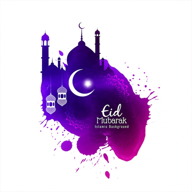 Eid mubarak islâmico aquarela elegante fundo