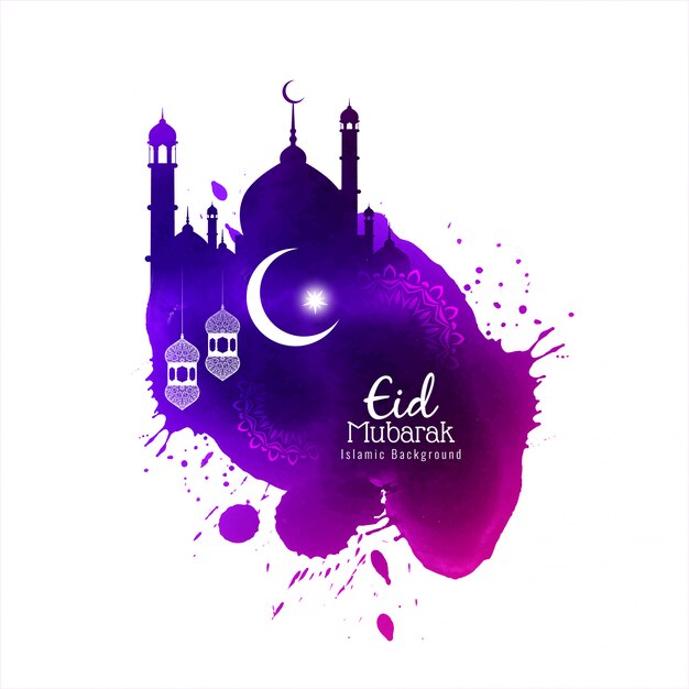 Eid Mubarak islâmico aquarela elegante fundo