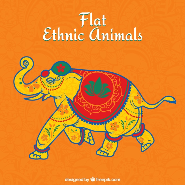 Vetor grátis elefante decorativo no estilo étnico