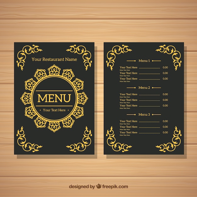 Elegant golden ornamentnamental menu template