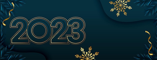 Elegante ano novo de 2023 deseja banner com design de floco de neve