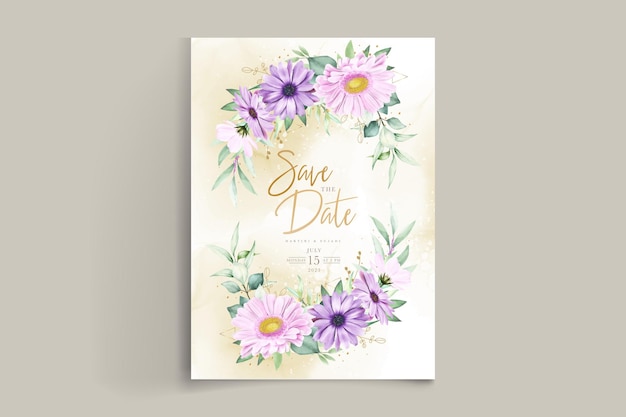 Elegante aquarela floral e folhas conjunto de cartão de convite