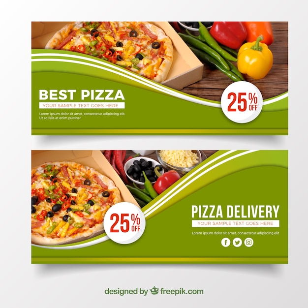 Elegante banner de pizza