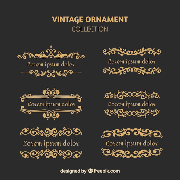 Vetor grátis elegante conjunto de ornamentos vintage