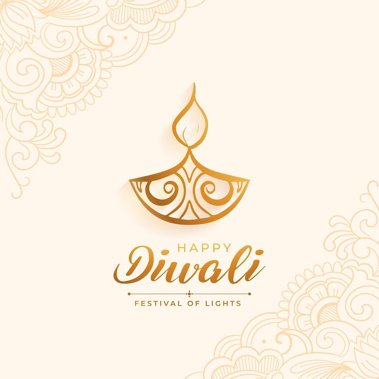 Vetor grátis elegante e feliz festival de luzes de diwali deseja cartão com diya artístico