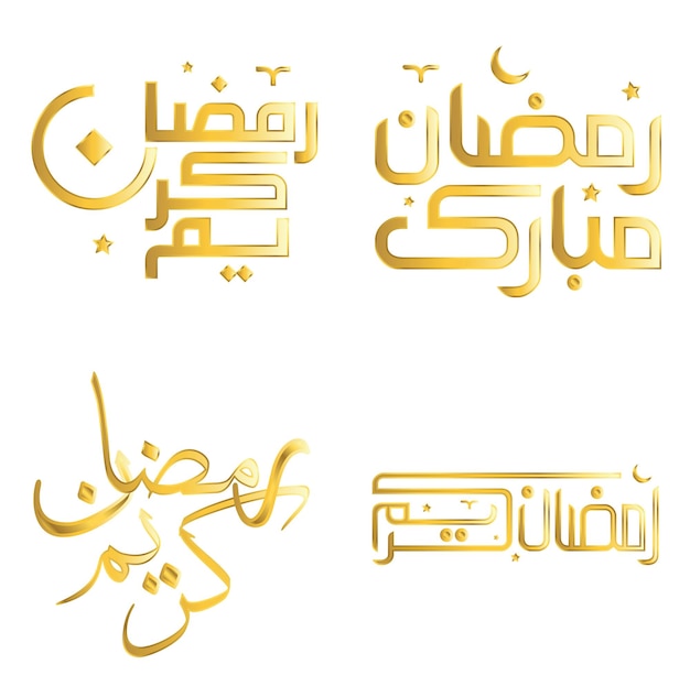 Elegante golden ramadan kareem vector design com caligrafia árabe