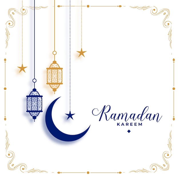 Elegante ramadan kareem branco, saudação decorativa